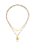 Rainbow Mini Beaded Wrap Necklace with Moon & Star Charms