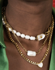 Abstract Gold and Pearl Necklace