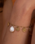 Hammered Gold & Mother of Pearl Clasp Bracelet