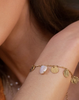 Hammered Gold & Mother of Pearl Clasp Bracelet