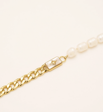 Asymmetrical Gold & Pearl Bracelet