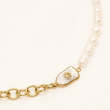 Abstract Gold and Pearl Necklace