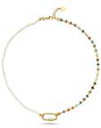 Ribbed Rainbow Necklace with Cultured Pearls
