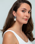 Sparkly Large Sapphire Drop Earring with Baroque Pearl