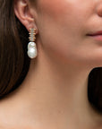 Sparkly Rose Gold Drop Earring with Baroque Pearl