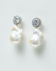 Sparkly Round Drop Earring with Baroque Pearl