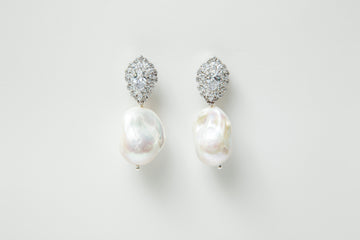 Sparkly Teardrop Earring with Baroque Pearl