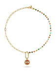 Ribbed Multi Color Eye Necklace