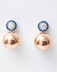 Sparkly Blue Drop Earring with Mini Gold Ball