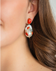 Coral Drop Earrings with Baroque Pearl