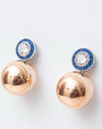 Sparkly Blue Drop Earring with Mini Gold Ball